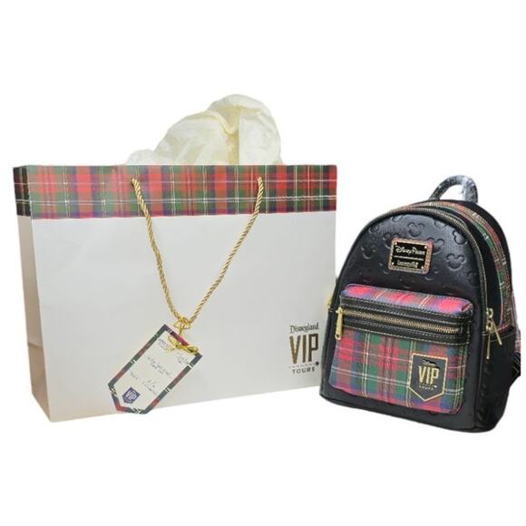 Exclusive Disney Parks Loungefly VIP Plaid Mini Backpack with Ear Holder Strap - Picture 1 of 12